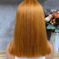 Perruques de Bob de Cheveux Raides de Cheveux Humains Remy Frontal Orange T-Part Spéciale