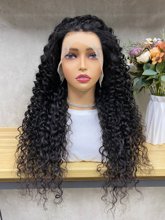 Haute Densité Nature 13x4 Frontale Remy Cheveux Humains Perruques Vague D'eau