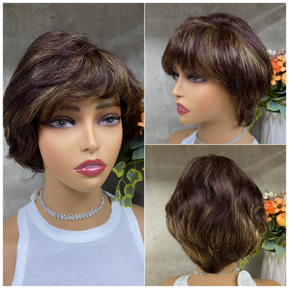 Perruques Cheveux Naturels Rémy Coupe Pixie Cheveux Naturels