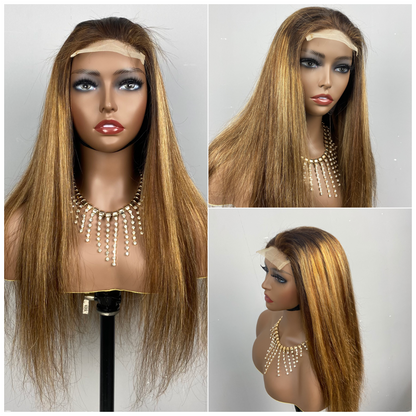 Perruques Cheveux Humaines Lisses Haute Légère Piano 4x4 Lace Remy
