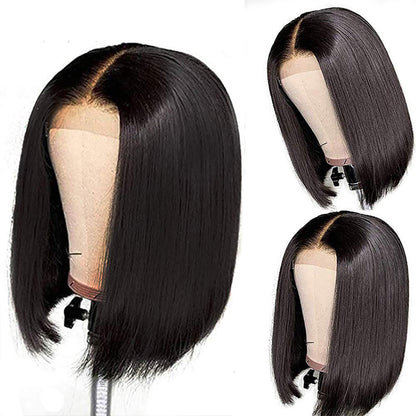 Short Bob Wig Straight Original Virgin Human Hair T Part Transparent Lace Wig For Women GHTBOB01
