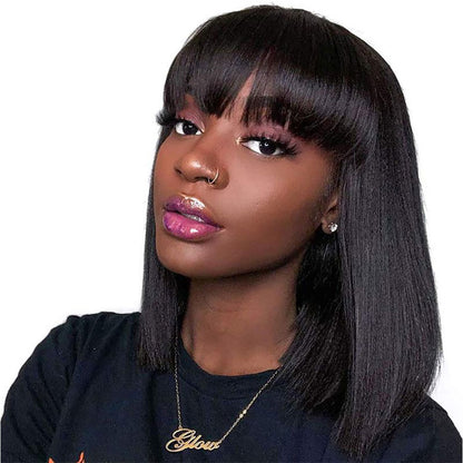 Guaranteehair Perruque de cheveux humains à franges droites Bob GHMBOB01