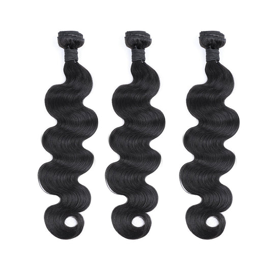 Cheveux humains de Remy de vague de corps 3 paquets avec le noir naturel de la fermeture de la dentelle 4x4