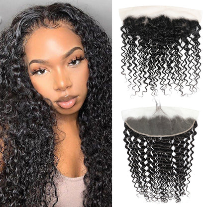 Deep Wave Remy Cheveux Humains 13x4 Lace Frontal Noir Naturel