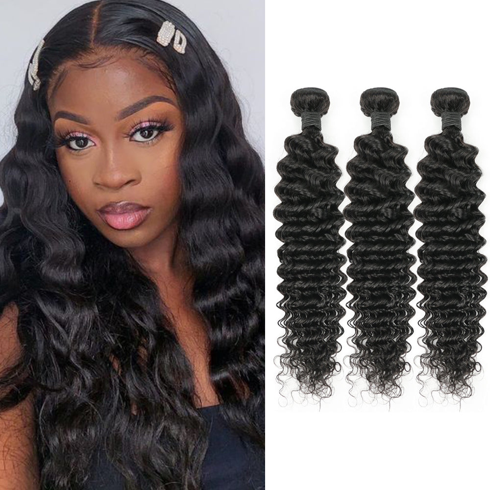 Deep Wave Remy Hair Deep Wave Remy Human Hair 3 Bundles Natural Black – GuaranteeHair