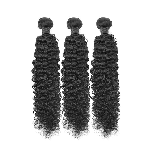 Kinky Curly Remy Human Hair 3 Bundles Avec 4x4 Lace Closure Natural Black