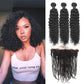 Kinky Curly Remy Human Hair 3 Bundles With 13x4 Lace Frontal Natural Black