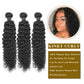 Kinky Curly 100% cheveux humains 3 faisceaux avec 13x4 dentelle frontale noir naturel