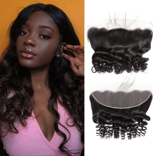Loose Wave Remy Human Hair 13x4 Lace Frontal Natural Black