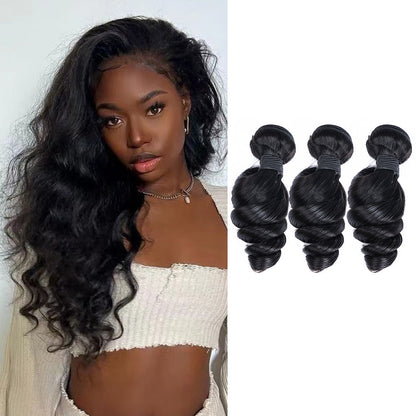 Loose Wave Remy Cheveux Humains 3 Faisceaux Noir Naturel
