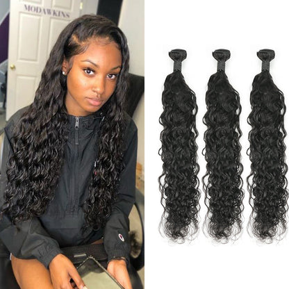 Water Wave Remy Cheveux Humains 3 Faisceaux Noir Naturel