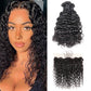Water Wave Remy Human Hair 3 Bundles With 13x4 Lace Frontal Natural Black